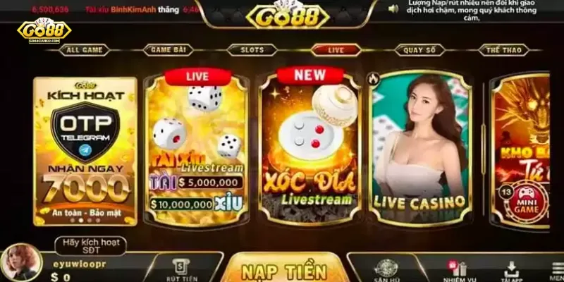 Điểm danh các trò chơi live casino Go88 đầy hấp dẫn