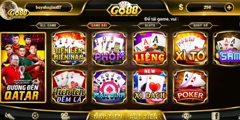 Danh mục game bài "khổng lồ" có mặt tại Go88