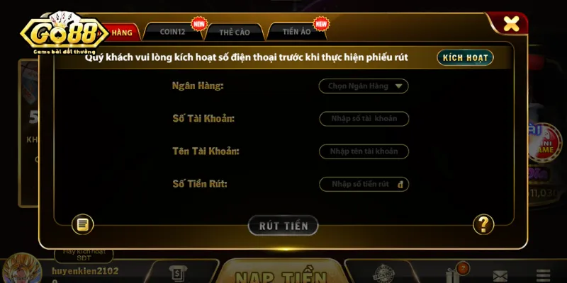 Hướng dẫn rút tiền Go88 trong phút mốt